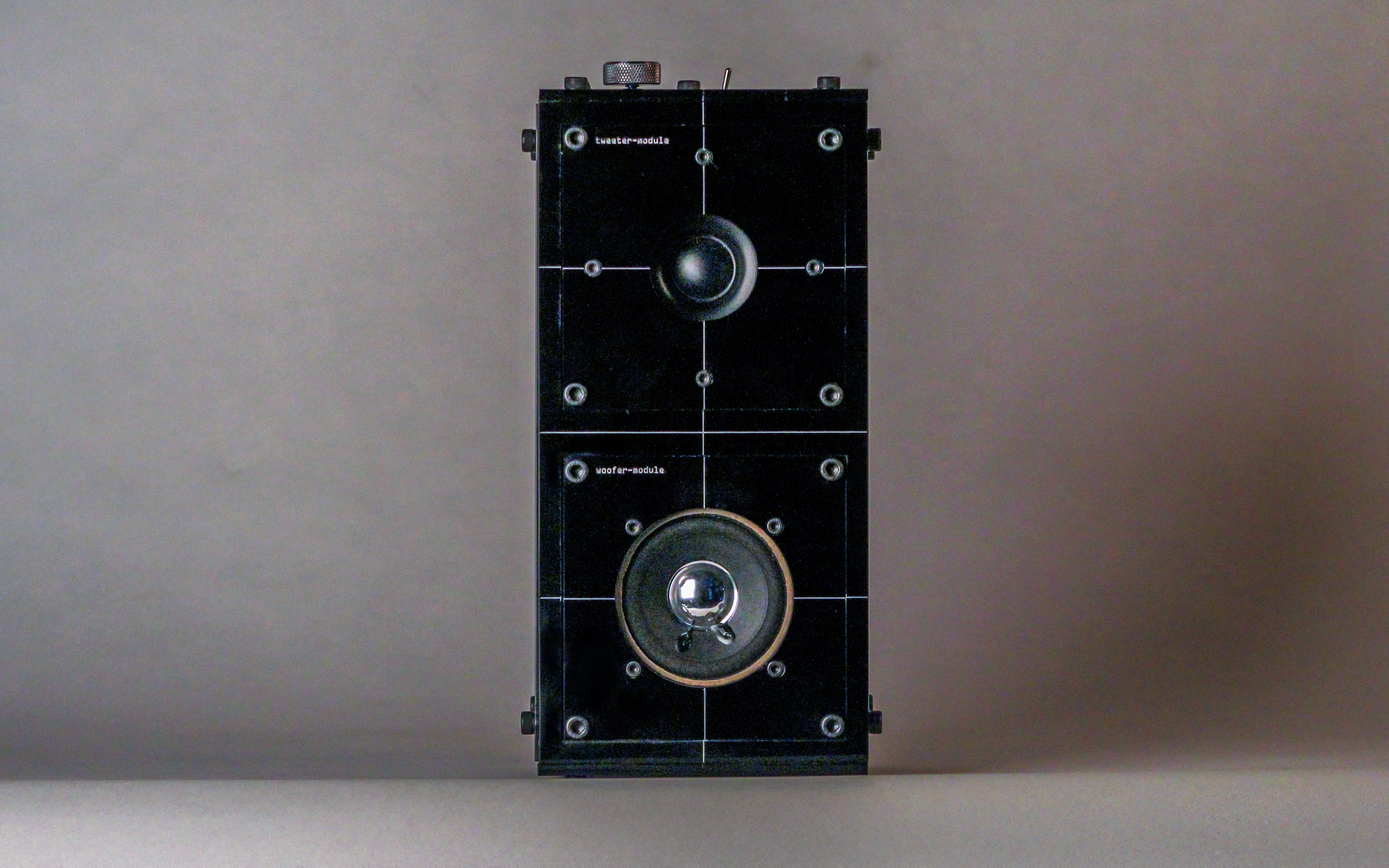 Modular speaker with stacked tweeter and woofer modules